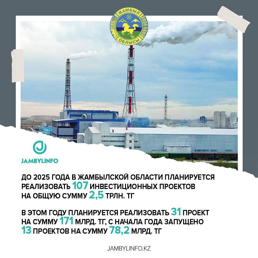 В Жамбылской области в этом году планируется реализовать 31 инвестпроект