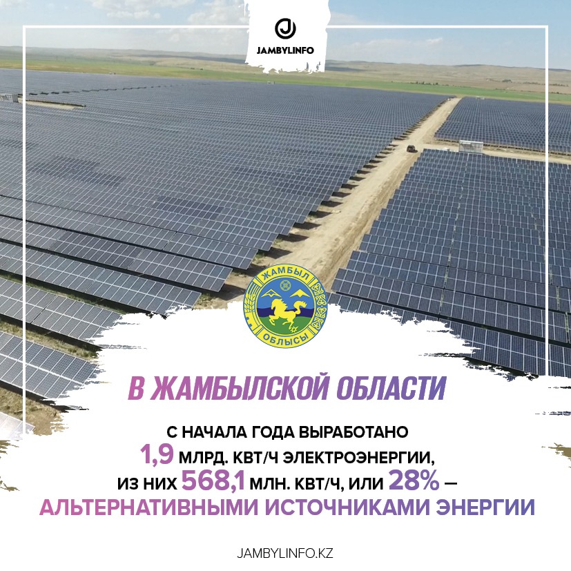 В Жамбылской области  28% электроэнергии выработано альтернативными источниками энергии