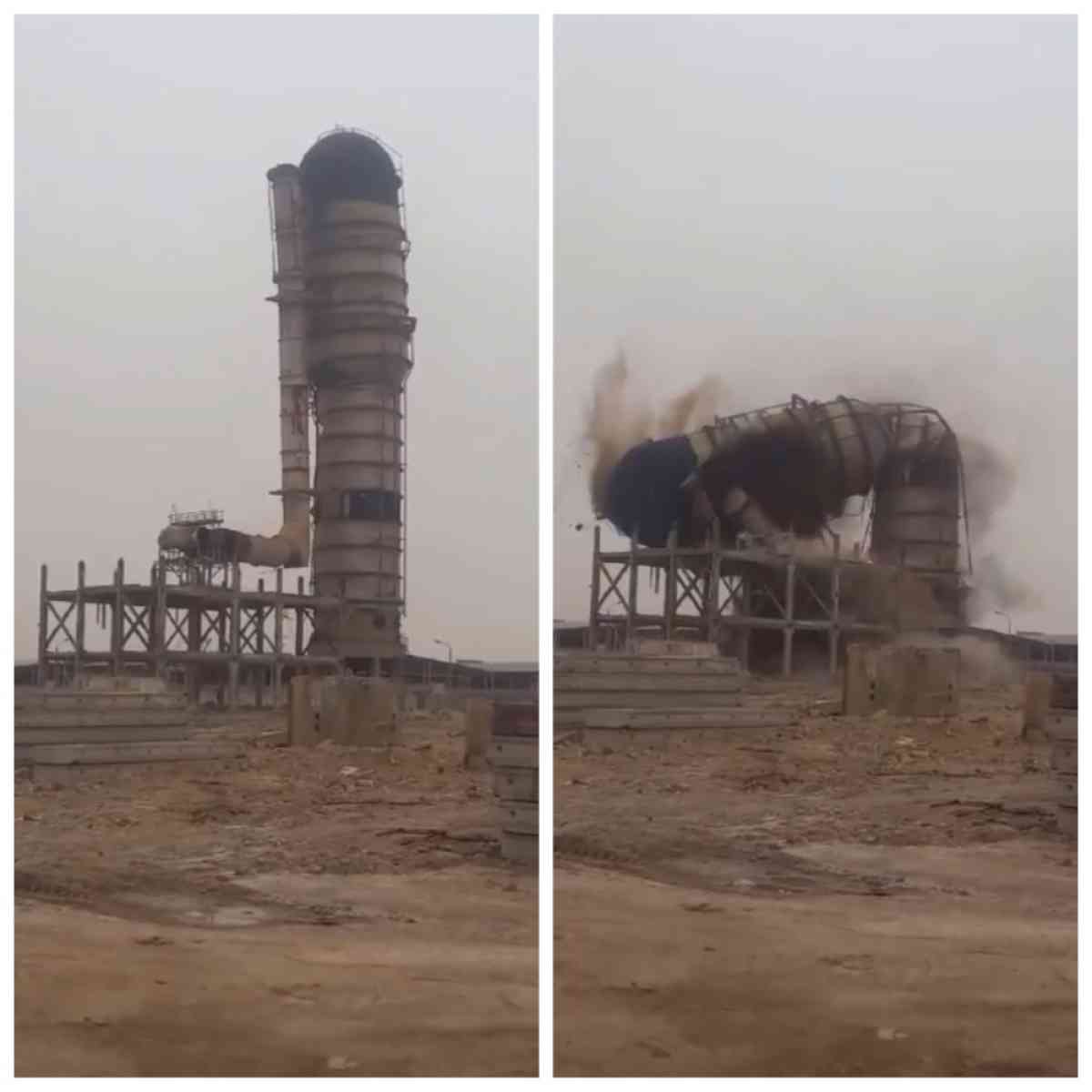 В Актау рухнула труба базы нефтехимических отходов - видео