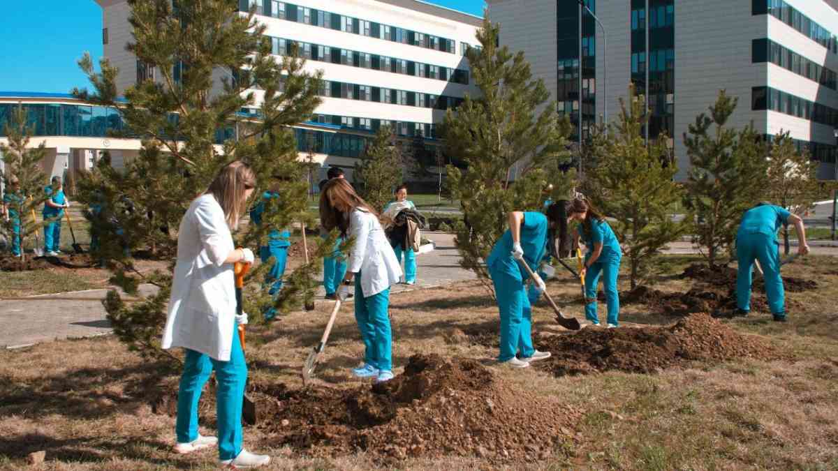 В поддержку детей с лейкемией в Астане врачи посадили деревья